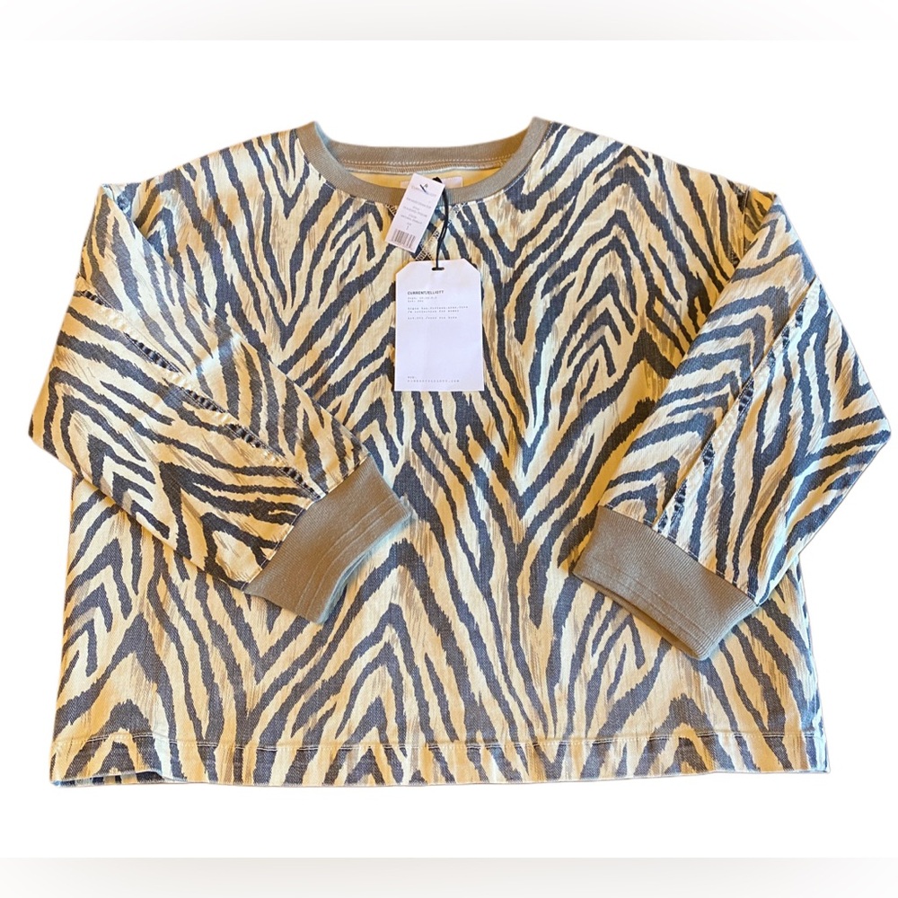Current/Elliott The Miles Denim Zebra Print Top NWT